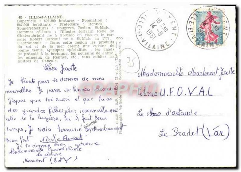 Postcard Modern Ile et Vilaine