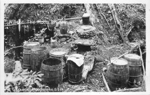 Bootleg 1940s Illegal Alcohol RPPC Photo Postcard Moonshine 13410