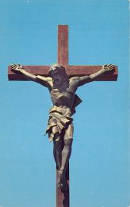 Indian River Michigan~Large Crucifix @ Catholic Shrine~Info Bk~1950s Postcard