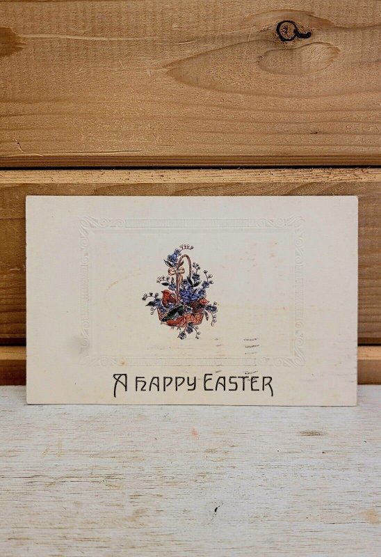 Antique Postcard 1913 Embossed A Happy Easter Posted Germany 5.5 x 3.5 