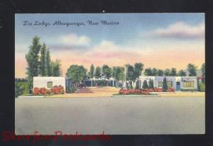 ALBUQUERQUE NEW MEXICO ROUTE 66 ZIA LODGE LINEN VINTAGE ADVERTISING POSTCARD