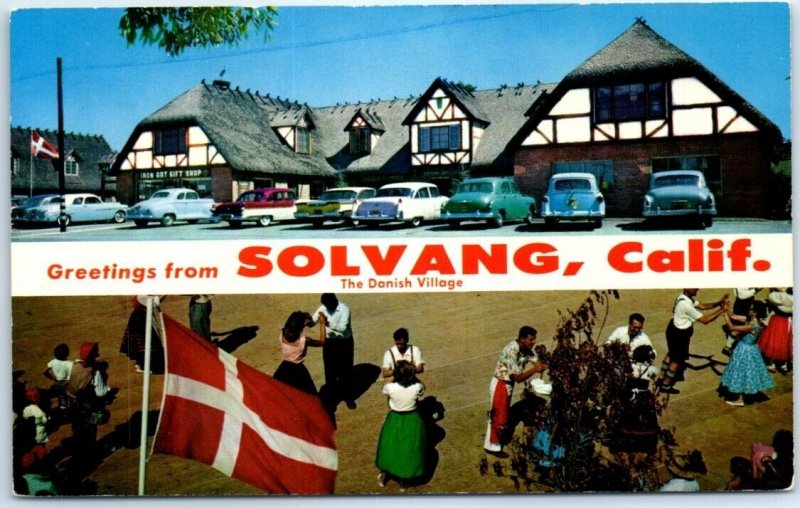 Postcard - The Danish Village - Greetings from Solvang, California