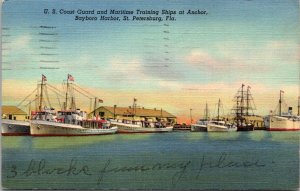 Florida St Petersburg Coast Guard & Maritime Training Ships 1943 Curteich