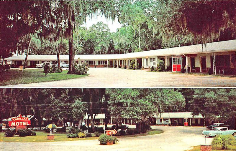 Old Town FL Cadillac Motel Telephone Booth Old Cars Postcard