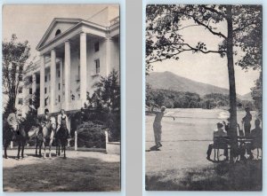 2 Postcards WHITE SULPHUR SPRINGS, WV ~ Horseback Riders & Golf Course