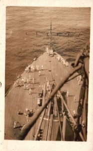 Vintage Postcard 1920's Battleship Military US  Navy Shipmen RPPC at Sea