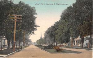 Waterloo Iowa East Park Boulevard Residential Antique Postcard K14311