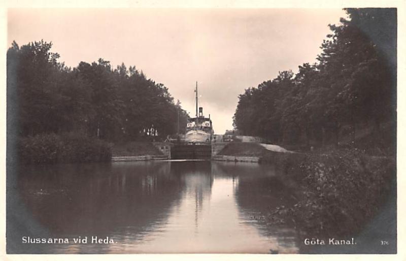 Sweden Old Vintage Antique Post Card Slussarna vid Heda Gota Kanal Unused