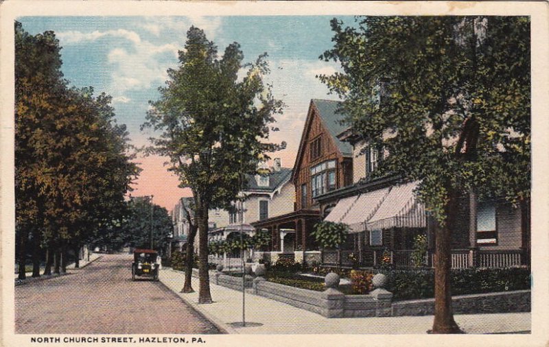 Postcard North Church Street Hazleton PA