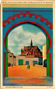 Looking Through Morocco Belgian Village 1933 Chicago World's Fair Linen Postcard