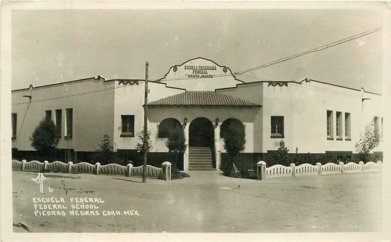 Mexico Piedras Negras Coah Federal School RPPC Photo Postcard 22-7418