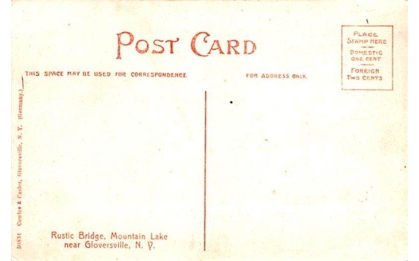 Rustic Bridge Gloversville, New York Postcard
