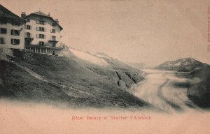 Vintage Postcard Hotel Belalp Et Glacier D'Aletsch Belalp Switzerland