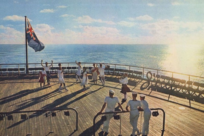 SS Oriana Ship Liner Vintage Highland Dancing Rare Postcard