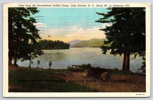 1944 Hearthstone Public Camp Lake George New York Black Mountain Posted Postcard