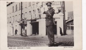 Military Soldier With Traffic Duty Somewhere In France Real Photo