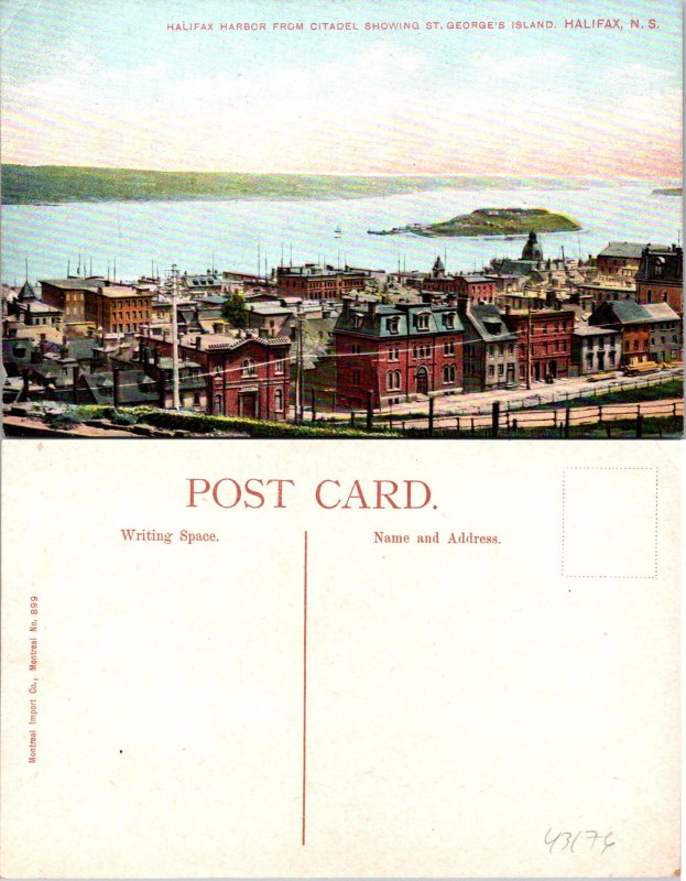 Halifax NS Harbor from Citadel St George's Island Postcard Unused (43176)