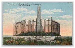 Postcard Ogden Monument Geographical Center Of United States Fort Riley Kansas