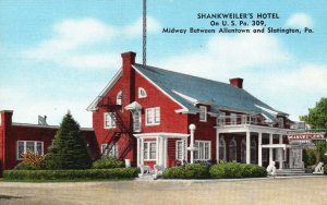 Vintage Postcard 1930s Shankweiler's Hotel Midway Bet. Allentown & Slatington PA