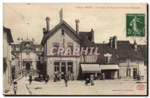 Bar Sur Seine Old Postcard The post office and the body of & # 39epargne