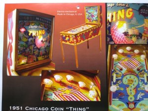 Thing Pinball Machine Art Collage Ready To Frame Artwork Retro Woodrail Game