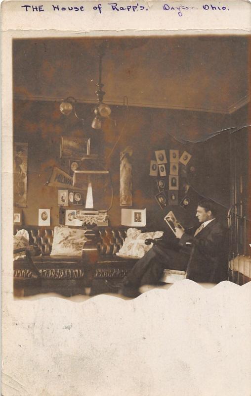 F29/ Dayton Ohio RPPC Postcard 1911 House of Rapp's Interior Man