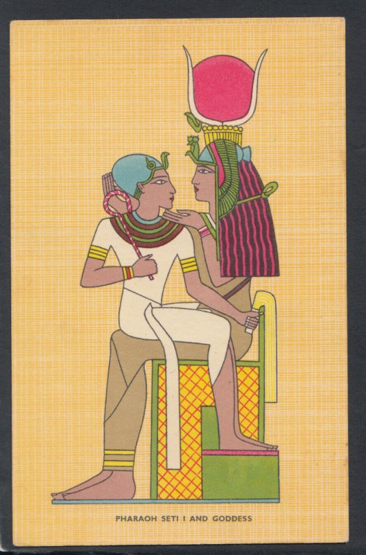 Egypt Postcard - Pharaoh Seti I and Goddess     RS18800