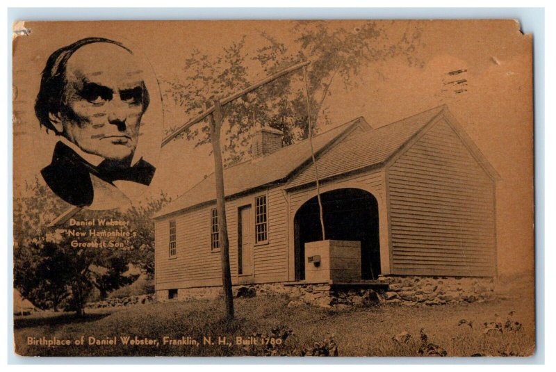 1941 Birthplace Daniel Webster Franklin Laconia New Hampshire Vintage Postcard 