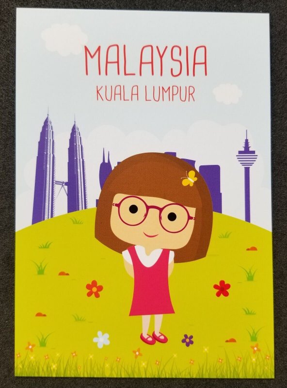 [AG] P73 Malaysia Twin Tower Kuala Lumpur Tourism Cartoon (postcard *New