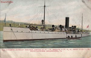 Postcard Ship US Dynamite Gunboat Vesuvius Launched Philadelphia PA