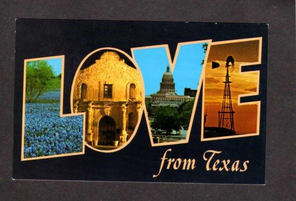 TX Love From Texas Postcard Large Letter PC Carte Postale