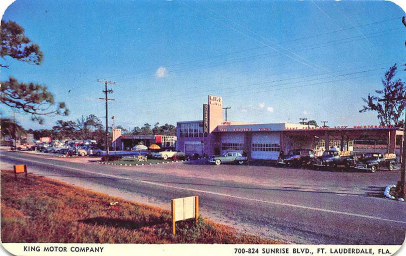 Fort Lauderdale FL King Motor Co.  Oldsmobile GMC Truck Dealership Postcard