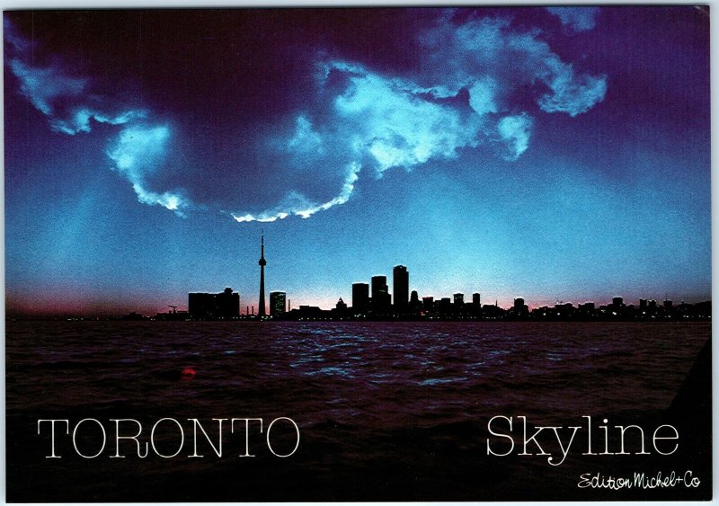 c1980s Toronto Canada Downtown Skyline Night Purple Edition Michel Co Lg PC M28