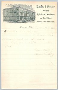 1894  Portland  Maine  Kendall & Whitney Agricultural    Receipt  9 x 5