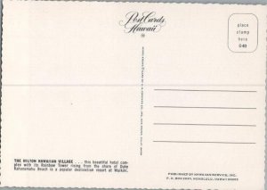 Aerial View Rainbow Tower Hilton Hawaiian Village Waikiki Continental Postcard