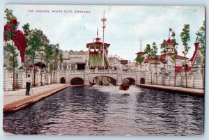 White City Chicago Illinois Postcard Chutes Exterior View Building 1910 Vintage