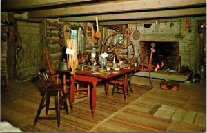 Historic Hyde Log Cabin Grand Isle Vermont VT Fireplace Postcard Koppel VTG UNP 