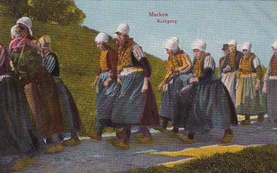 Netherlands Marken Kerkgang Local Women Going To Church In Traditional Costume