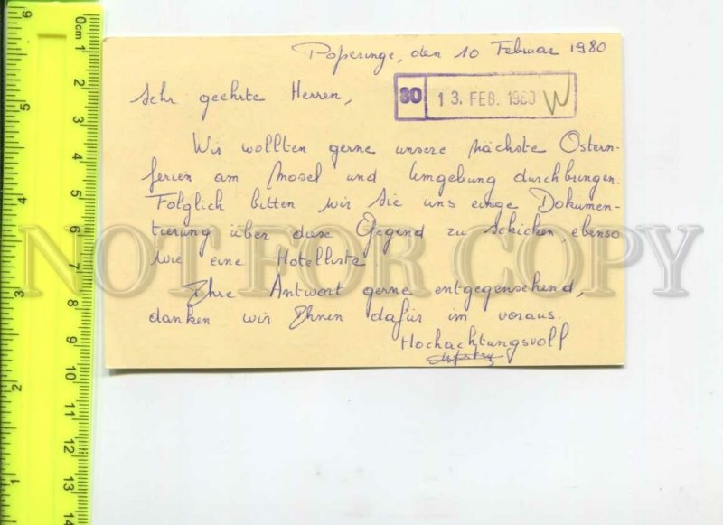 466506 Belgium 1980 Postage meter real posted special cancellation Stationery