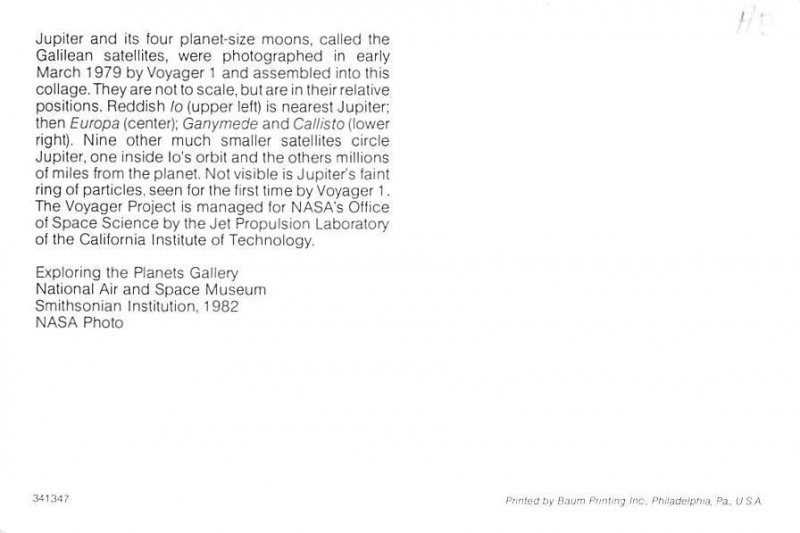 Jupiter four planet size moons called Galilean satellites Space Unused 