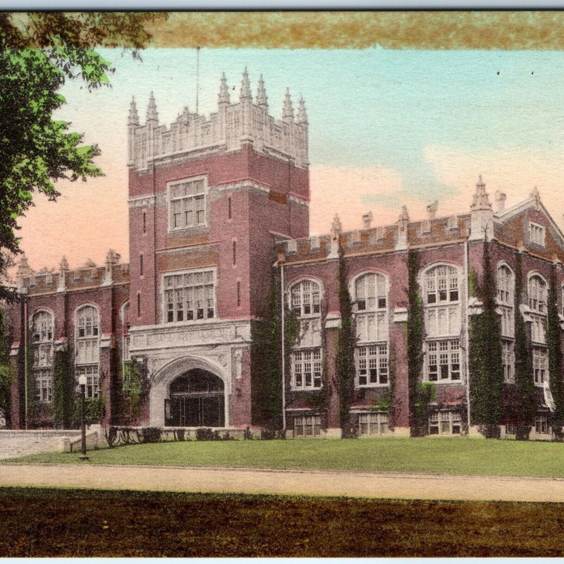 c1910s Muncle, Ind. Gymnasium Ball State College Postcard Gym Hand Colored A73