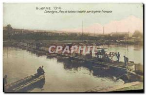 Old Postcard Army Compiegne boats bridge installed by the French engineering