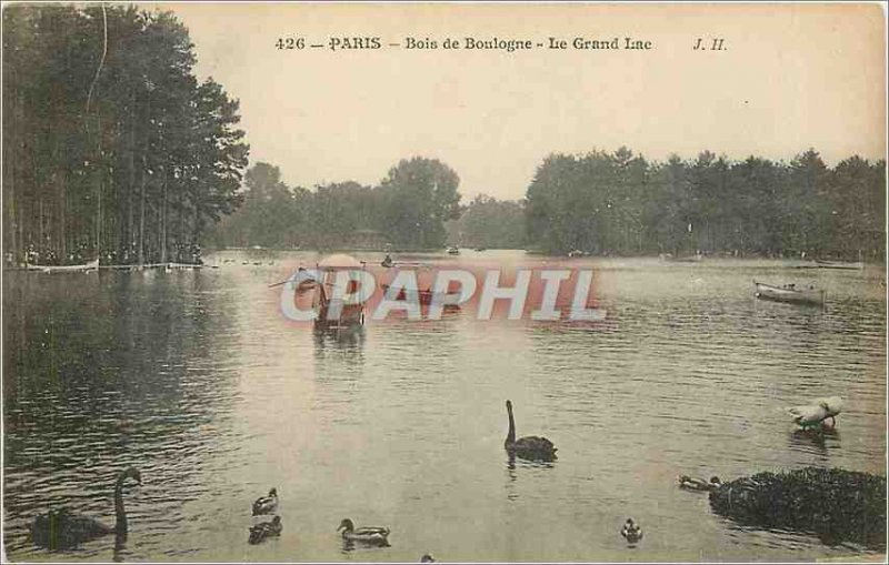 Old Postcard Bois de Boulogne Paris Le Grand Lac