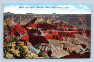 Bright Angel Point Grand Canyon National Park Arizona AZ UNP  Linen Postcard K13