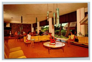 Vintage 1960's Postcard Guest Lobby Lounge Kauai Surf Hotel Kalapaki Beach Kauai