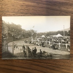 RARE - SPRINGFIELD, VT ~ RPPC ~ SPRINGFIELD FAIR - HORSE TRACK - FLAG ~c1909