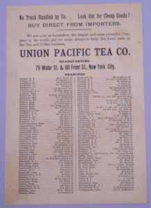 1800s Union Pacific Tea Coffee Lovers Branches Victorian Large Trade Card