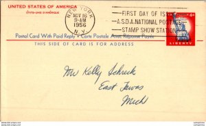 US Postal stationery 4c Statue of liberty New York 1956 to East Tawas Mich