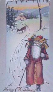 c1913 Santa Claus Old World Antique Vintage Christmas Postcard Germany