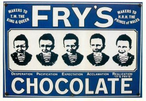 Fry`s Five Boys chocolate poster advertising postcard